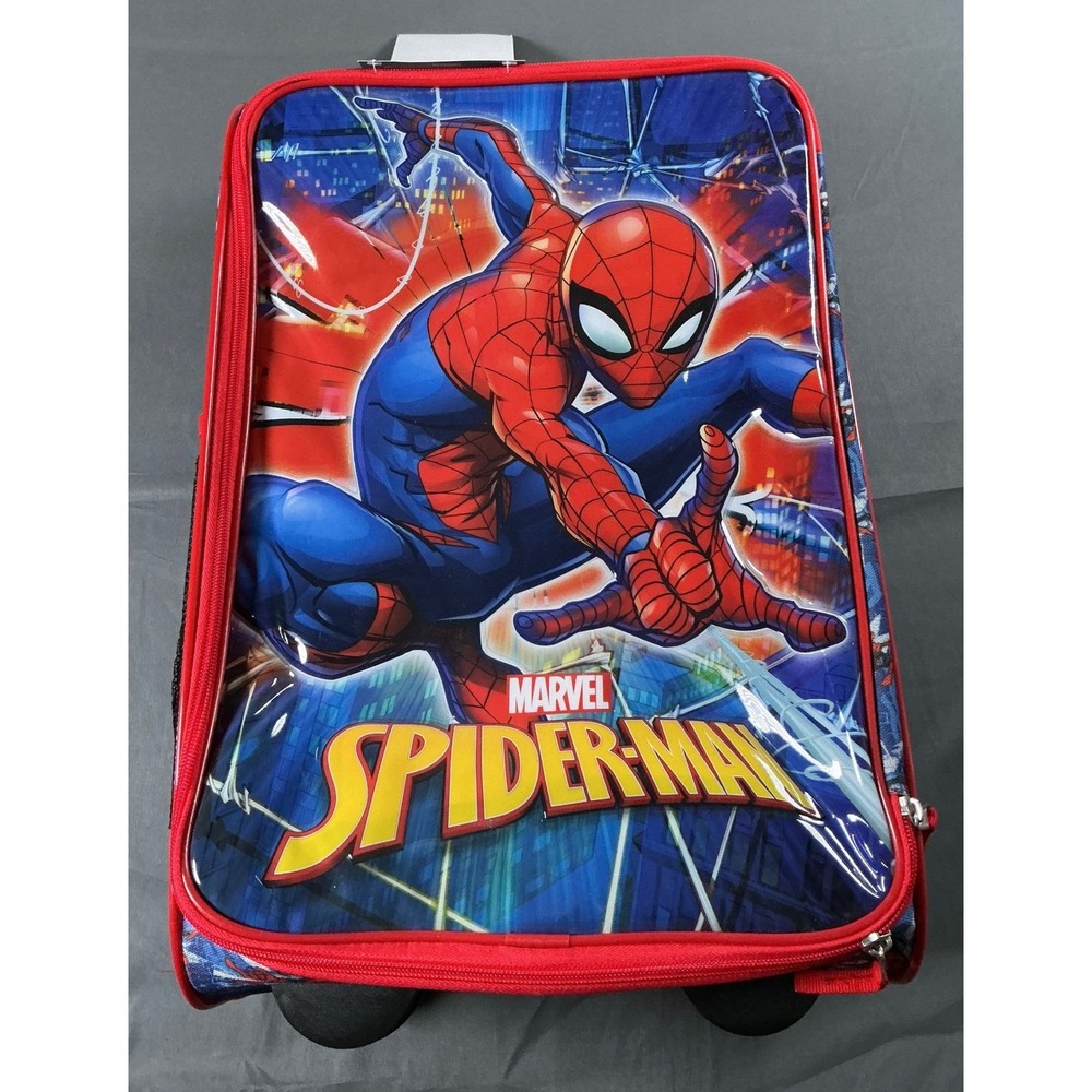 Marvel Spider-Man 18 Inch Rolling Luggage Kids Suitcase Blue Red Bioworld NEW